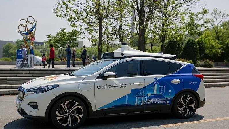 A Baidu Apollo robotaxi in Beijing, China.