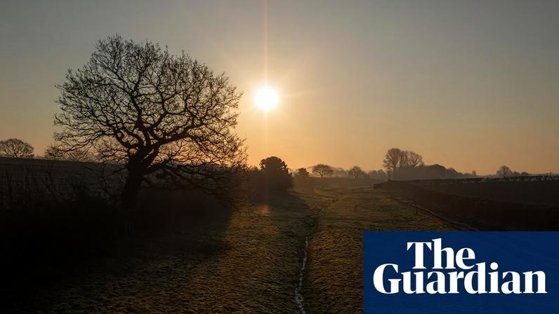 The sun rising over two horses in a field in Hardwick, South Yorkshire. Photograph: Danny Lawson/PA