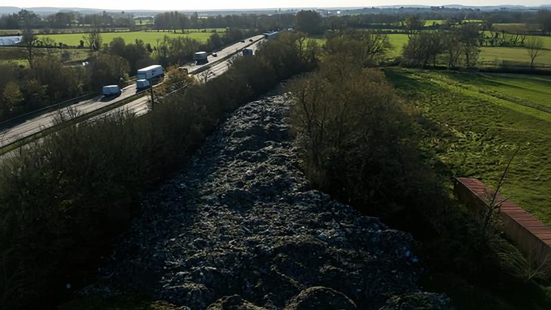 The illegal dump site outside Kidlington in Oxfordshire.