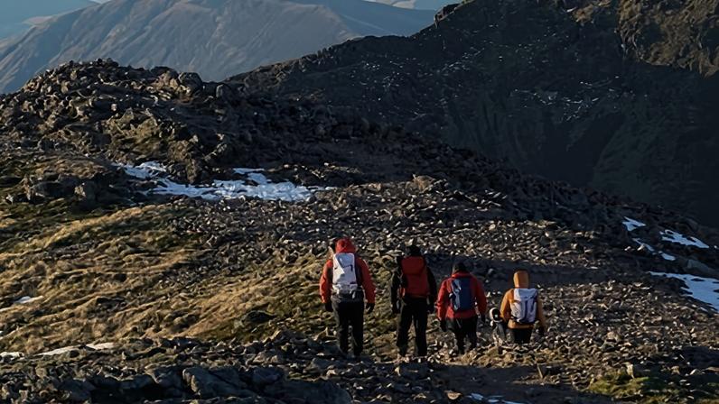 Walkers on Stob Dearg in the Highlands. Temperatures are predicted to fall to -6C or -7C in Scotland.
