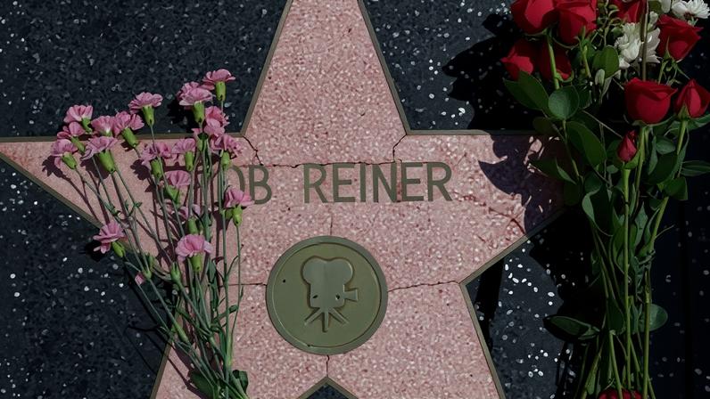 Flowers rest on director Rob Reiner's star on the Hollywood Walk of Fame on Monday after the deaths of Reiner and his wife Michele Singer Reiner. Photograph: Mario Tama/Getty Images