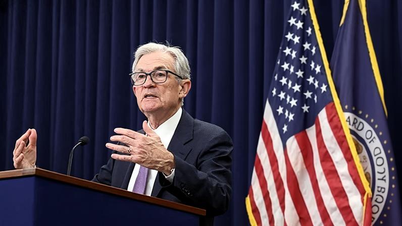 Jerome Powell speaks in Washington DC on 29 October 2025. Photograph: Kevin Lamarque/Reuters