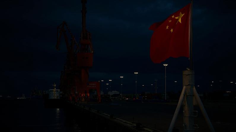 A Chinese national flag flies at a port in Beihai, Guangxi autonomous region, China June 17, 2017. Picture taken June 17, 2017. REUTERS/Stringer