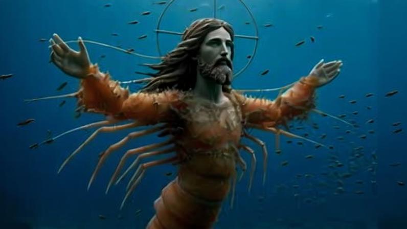 Composite of Shrimp Jesus, Nayib Bukele, Justin Bieber and Super Cat League.