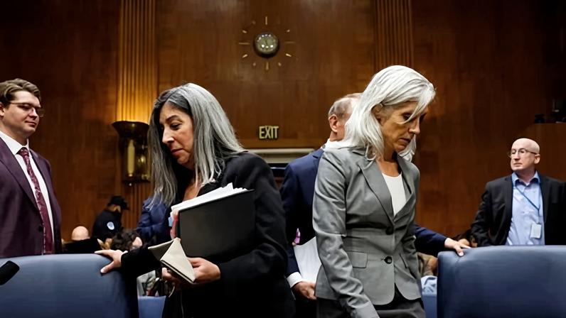 Dr Debra Houry, left, and Dr Susan Monarez arrive for a Senate hearing in Washington DC on 17 September 2025. Photograph: Kevin Dietsch/Getty Images