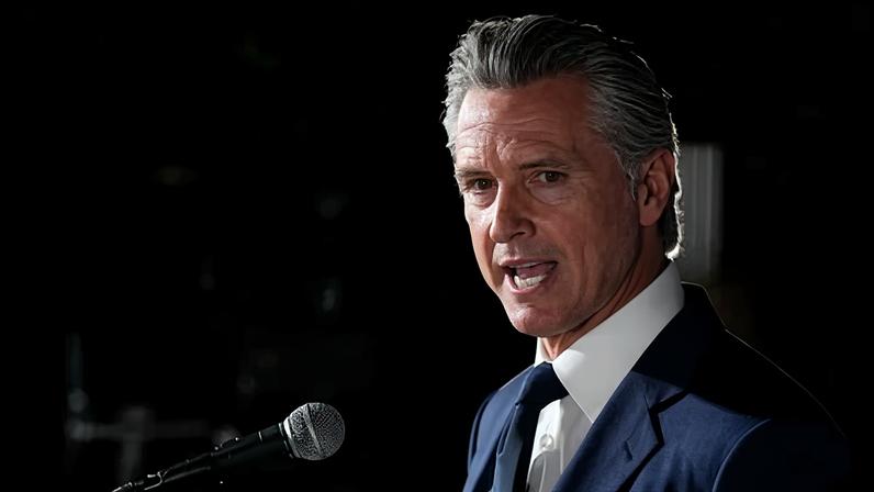 California governor Gavin Newsom speaks during an election night press conference in Sacramento, California, on 4 November. Photograph: Godofredo A Vásquez/AP