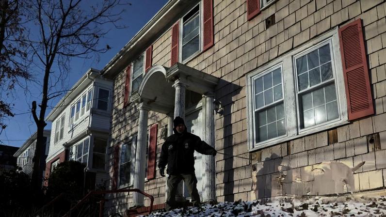 A police officer with a dog at Brown University in Providence on Monday. Photograph: Taylor Coester/Reuters