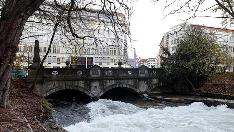 The once lively Eisbach wave surf spot, on a side branch of the Isar river in Munich’s Englischer Garten, has now been flattened.