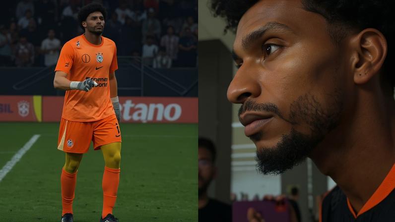 Hugo Souza na semifinal da Copa do Brasil. (Foto: Reprodução/Instagram/Corinthians/Reprodução/Instagram/Vitor Peixoto).