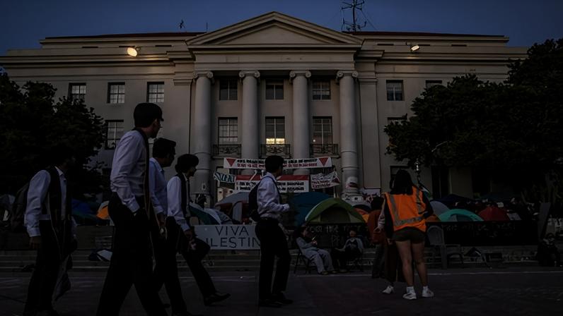 A pro-Palestinian encampment at UC Berkeley in May last year. Photograph: Carlos Avila Gonzalez/AP