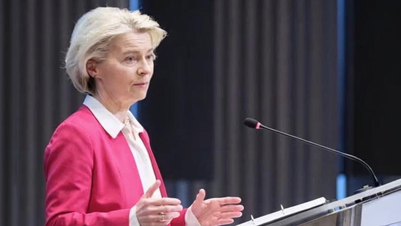 Von der Leyen was speaking at a Politico event in Brussels. Photograph: Thierry Monasse/Getty Images