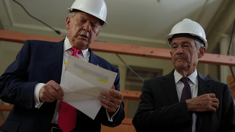 Donald Trump and Jerome Powell take a tour of the Federal Reserve in Washington DC on 24 July 2025.