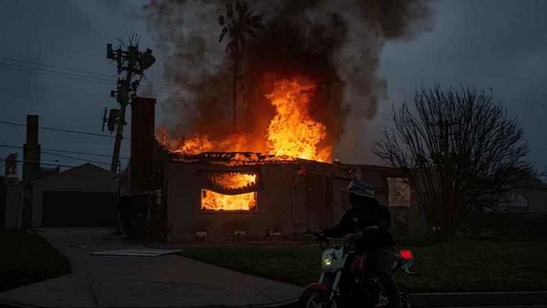The Eaton fire in the Altadena area of Los Angeles county, California, 8 January 2025.