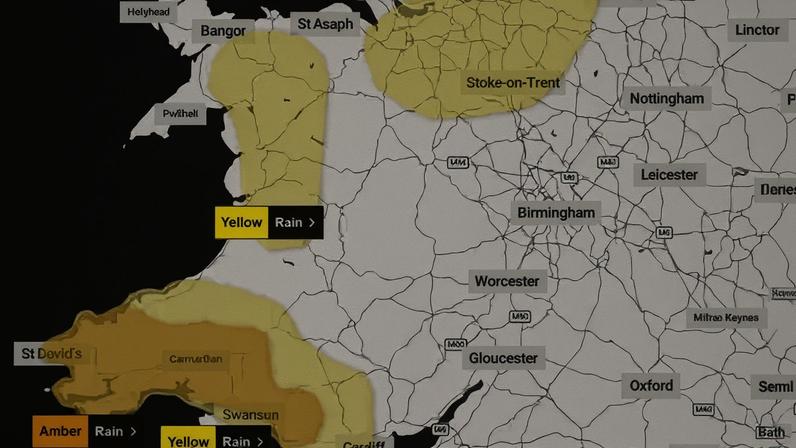 More than 100mm (4in) of rain could fall on high ground in some areas