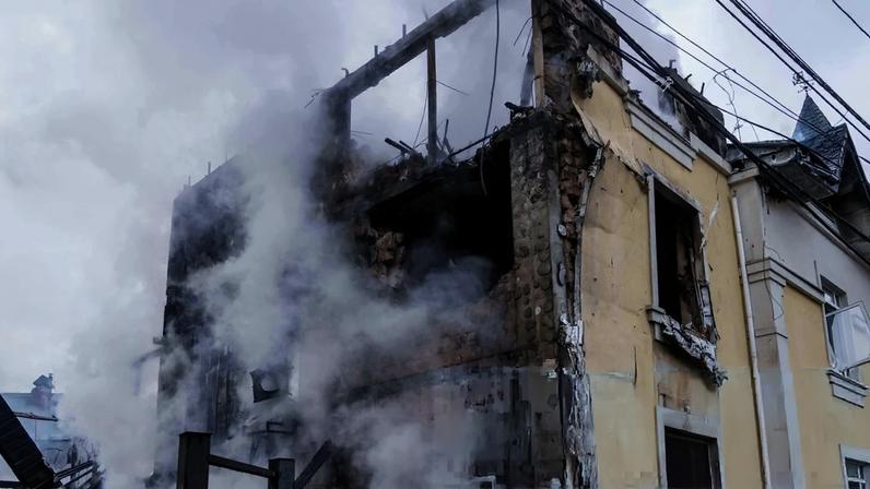 A house destroyed after a Russian strike on Kyiv, Ukraine, on Saturday 27 December.