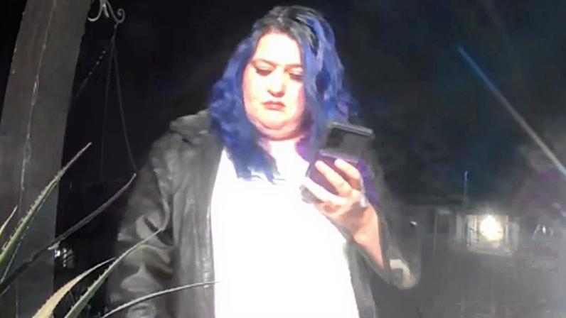 Indiana authorities say this is a doorbell camera image of Kourtney Stevenson using pepper spray on a DoorDash order that sickened two people and led to Stevenson’s arrest.