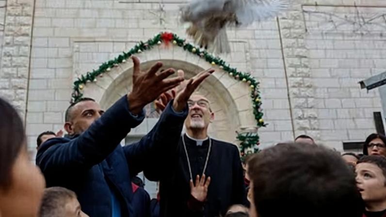 El patriarca latino de Jerusalén, Pierbattista Pizzaballa, el pasado viernes en Ciudad de Gaza.