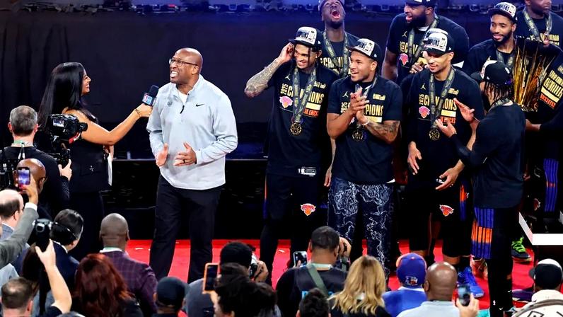 New York Knicks é campeão da NBA Cup (Foto: Steve Marcus / GETTY IMAGES NORTH AMERICA / Getty Images via AFP)