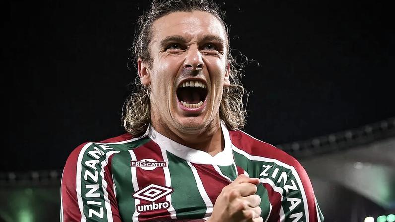 Canobbio comemora seu gol pelo Fluminense diante do Internacional na Copa do Brasil (Foto: Marcelo Gonçalves/FFC)
