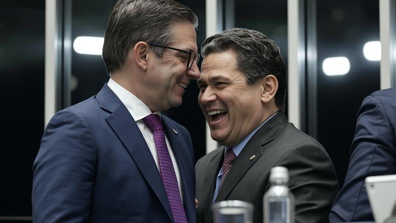 No fundo, Motta e Alcolumbre combatem o STF e o governo Lula para manter o poder sobre as emendas. Flávio Bolsonaro é só o bode na sala – Imagem: Andressa Anholete/Agência Senado e Pedro França/Agência Senado