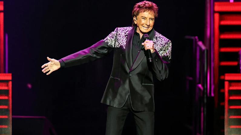 Barry Manilow performing at Climate Pledge Arena in Seattle, Washington, on July 12, 2025.