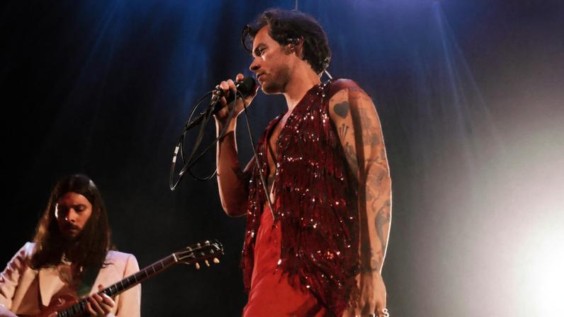 Harry Styles performs during Love On Tour on Sept. 4, 2021 in Las Vegas, Nevada.