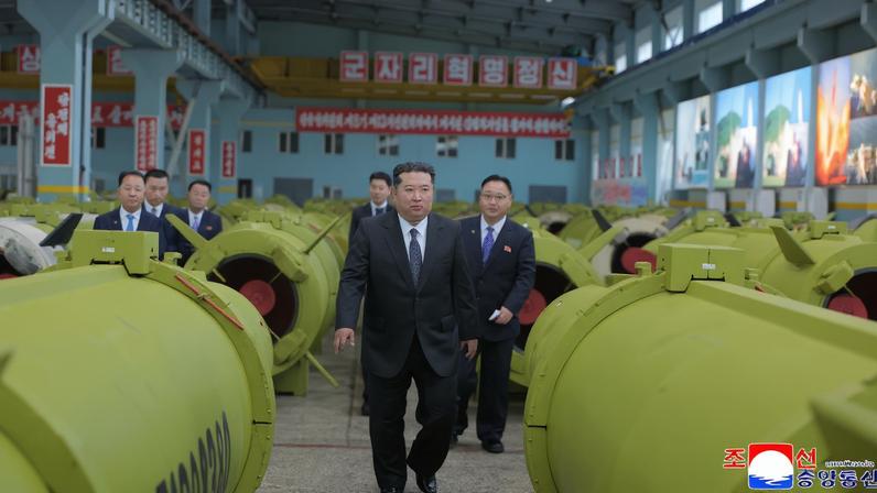 North Korean leader Kim Jong Un visits major munitions enterprises in the last quarter of 2025, in this picture released by North Korea's official Korean Central News Agency on December 26, 2025.