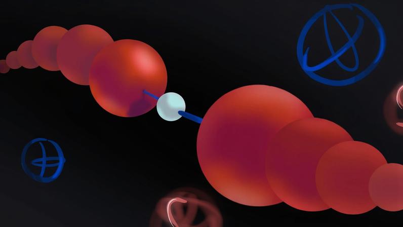 MIT researchers developed a model to predict how well materials can conduct protons, showing performance depends, in part, on the flexibility of a material's oxide ions. Here, two oxide-ions (red) contract to enable transfer of a proton (white) between them.