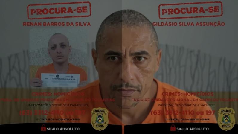 Renan Barros da Silva, de 26 e Gildásio Silva Assunção, de 47 anos • SSP/TO