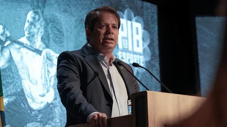 Marco La Porta, presidente do COB, durante apresentação do Relatório do PIB do Esporte Brasileiro (Divulgação/COB)