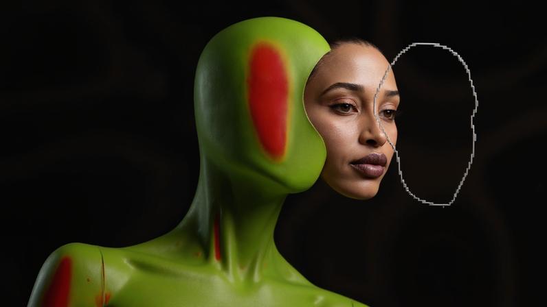 Photo illustration to show a person’s face being stolen for deep-fake porn.