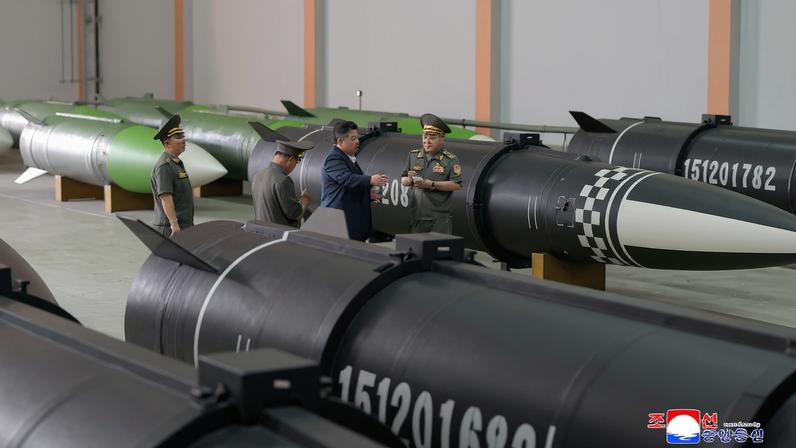 North Korean leader Kim Jong Un inspects a new missile production line at a military enterprise at an undisclosed location in this undated picture released by North Korea's official Korean Central News Agency, September 1, 2025. KCNA via REUTERS