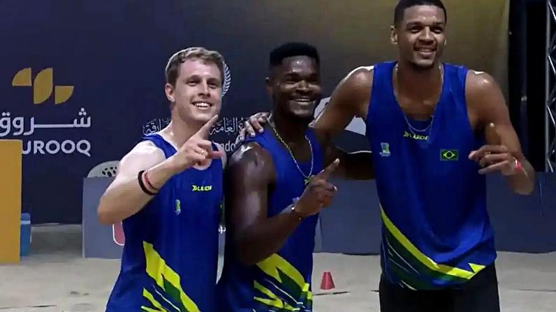 Trio brasileiro no Mundial de Airbadminton (Foto: Foto: Instagram @cbbd_oficial)