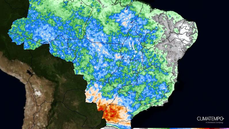 Chuva acumulada para o final da semana (De sexta (12) até domingo (14) de dezembro de 2025.