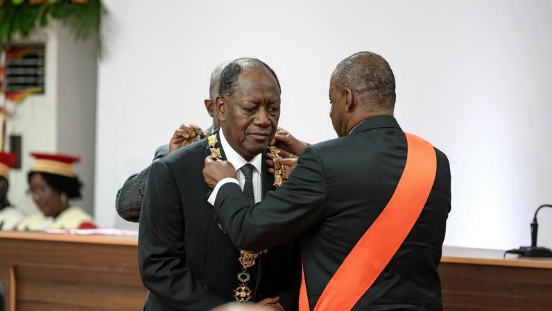Ivory Coast President Alassane Ouattara is inaugurated at the Presidential Palace in Abidjan on December 8, 2025. SIA KAMBOU/Pool via REUTERS