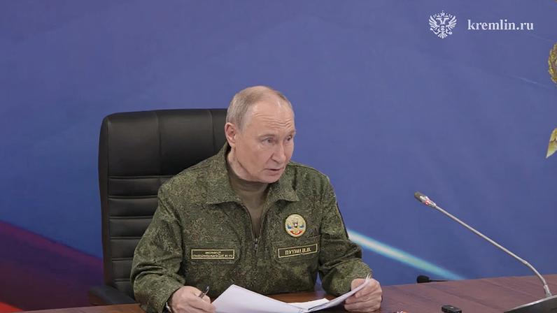 Russian President Vladimir Putin speaks, as he visits the command post of the Russian forces grouping in the course of Russia-Ukraine conflict, in unidentified location, in this still image taken from video released December 27, 2025. Kremlin.ru/Handout via REUTERS
