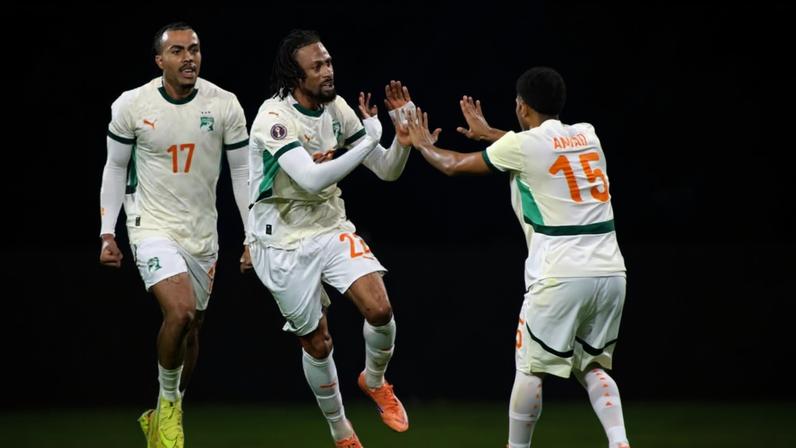 A Costa do Marfim venceu Gabão com dois gols nos minutos finais e avançou em primeiro no Grupo F — Foto: Khaled DESOUKI / AFP
