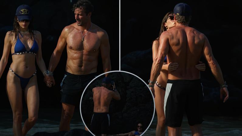 Alessandra Ambrosio posed on the beach for boyfriend Buck Palmer.