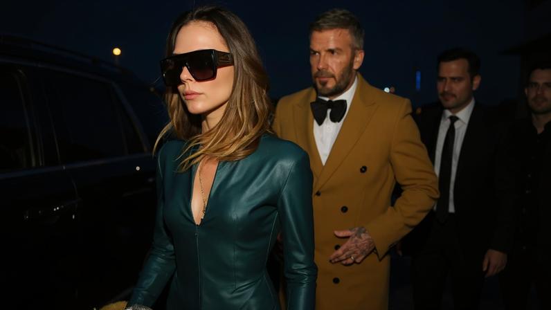 Victoria Beckham and David Beckham attended Gordon Ramsay’s daughter’s wedding in England on Saturday.
