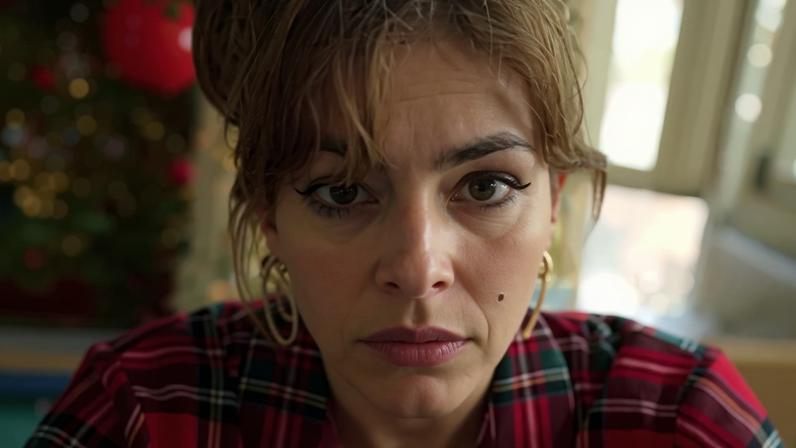 Eva Mendes shared a Christmas morning selfie with next-day eye makeup.