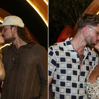 Casais trocam beijos em festa em Fernando de Noronha