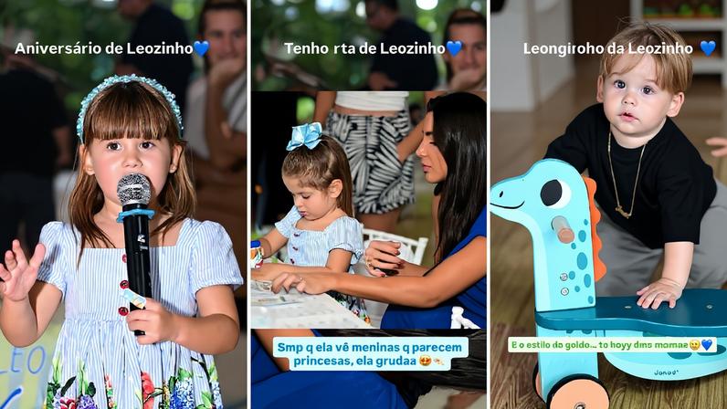 Filhos de Virginia Fonseca e Zé Felipe vão ao aniversário de Léo — Foto: Reprodução/Instagram