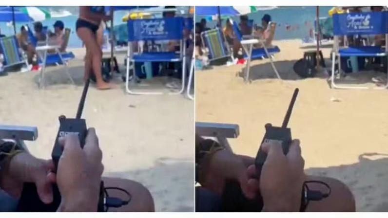 Dispositivo usado por argentino para silenciar caixa de som em praia é ilegal no Brasil — Foto: Reprodução/X