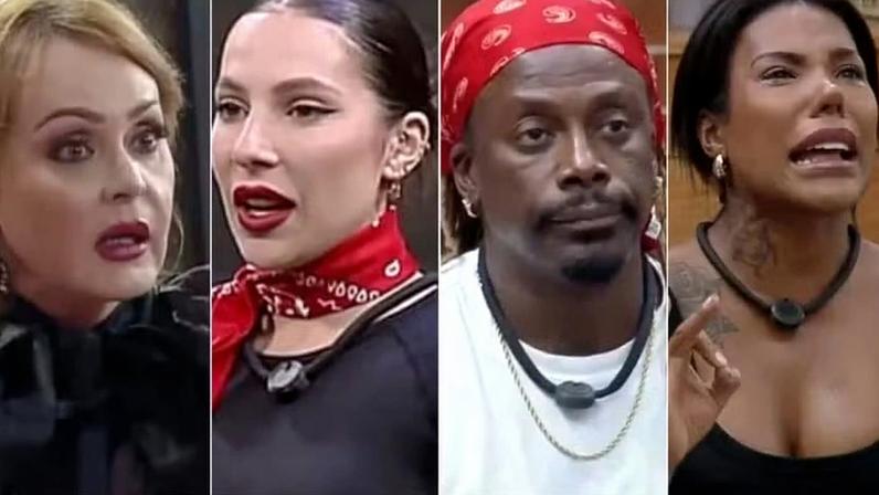 Gaby Spanic, Martina Sanzi, Creo Kellab e Carol Lekker foram expulsos de 'A Fazenda 17' — Foto: Reprodução