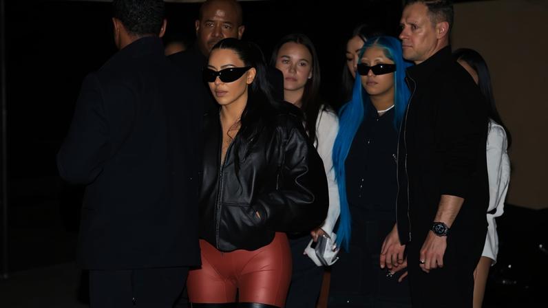 North West showed off her bleached eyebrows while out with her mom, Kim Kardashian, on Friday night.