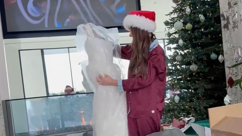 Miles Teller gifted his wife, Keleigh, a recreation of her wedding dress for Christmas.