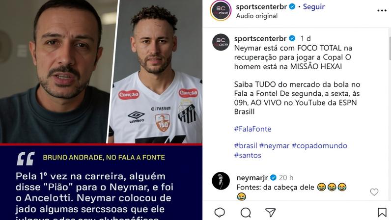 Neymar desmente jornalista em publicação no Instagram • Reprodução