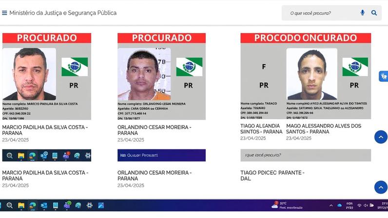 Criminosos mais procurados do Brasil respondem por homicídio, tráfico e roubo