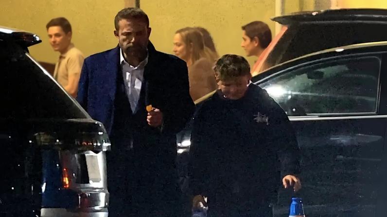 Ben Affleck was seen along with both of his ex-wives Jennifer Lopez and Jennifer Garner as their children starred in a play together Friday night. BACKGRID