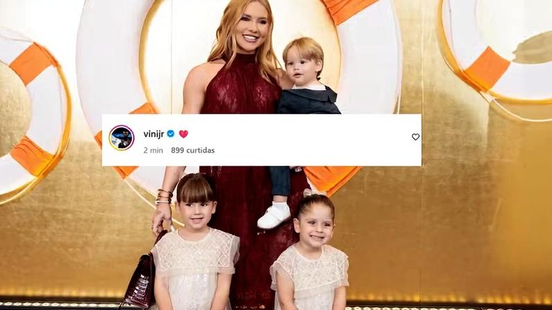 Vini Jr. reage a foto de Virginia com os filhos da relação com Zé Felipe — Foto: Reprodução/ Instagram
